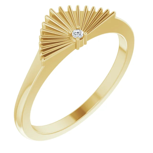 14K Yellow .015 CT Natural Diamond Fan Ring
