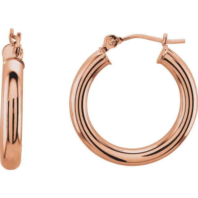 14K Rose Tube 20 mm Hoop Earrings