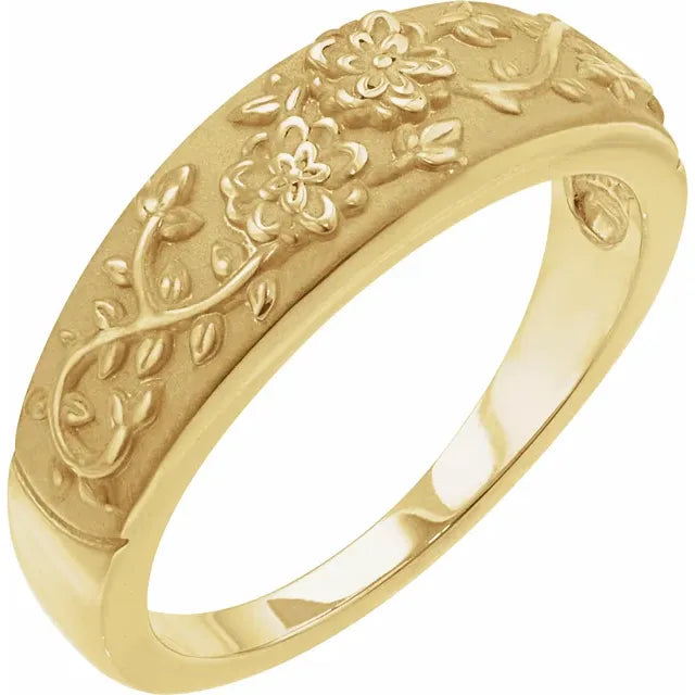 14K Yellow Floral Ring