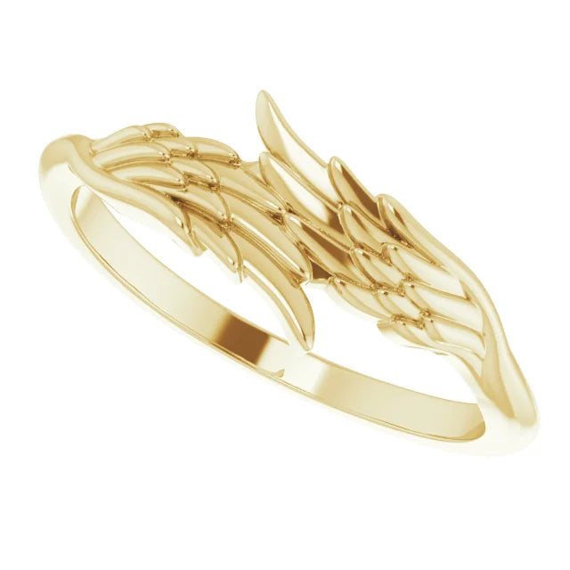 14K Yellow Angel Wings Ring