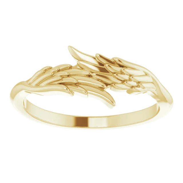 14K Yellow Angel Wings Ring