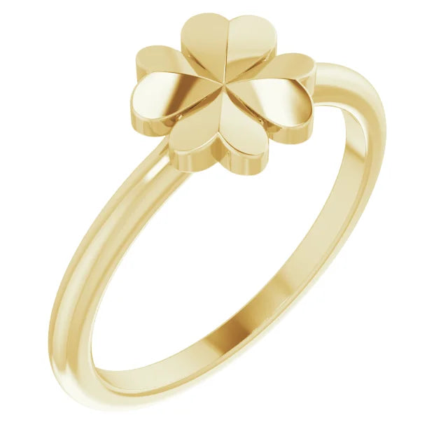 14K Yellow Four-Leaf Clover Stackable Ring