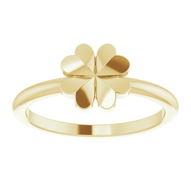 14K Yellow Four-Leaf Clover Stackable Ring