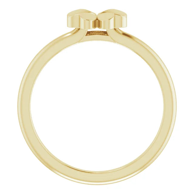 14K Yellow Four-Leaf Clover Stackable Ring