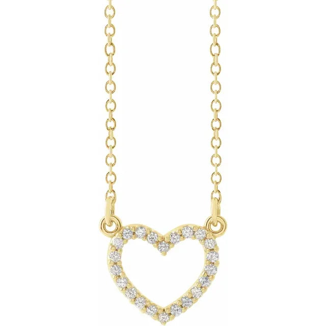 14K Yellow .08 CTW Natural Diamond Petite Heart 16" Necklace