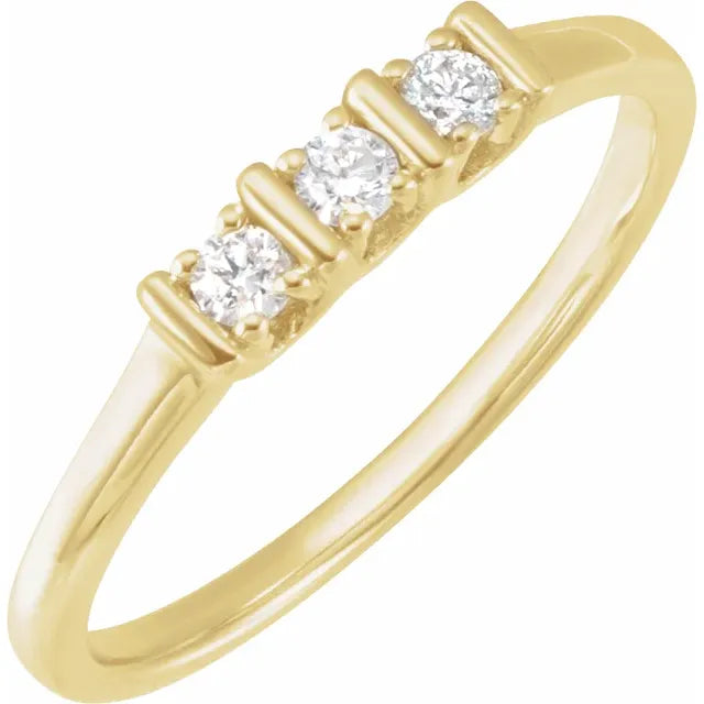 14K Yellow 1/6 CTW Natural Diamond Three-Stone Ring