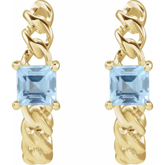 14K Yellow Natural Sky Blue Topaz Earrings