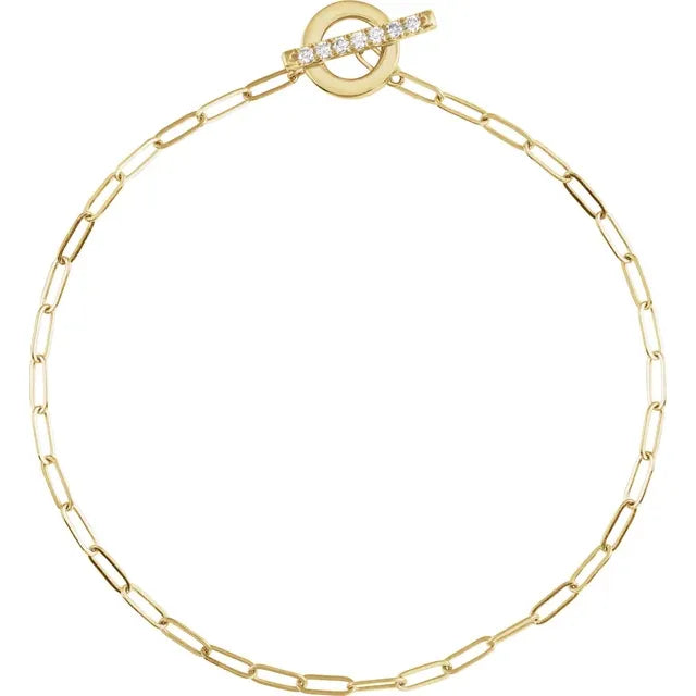 14K Yellow 1/10 CTW Natural Diamond Toggle 7" Bracelet