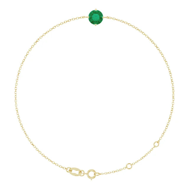 14K Yellow 6 mm Lab-Grown Emerald 6 1/2-7 1/2" Bracelet