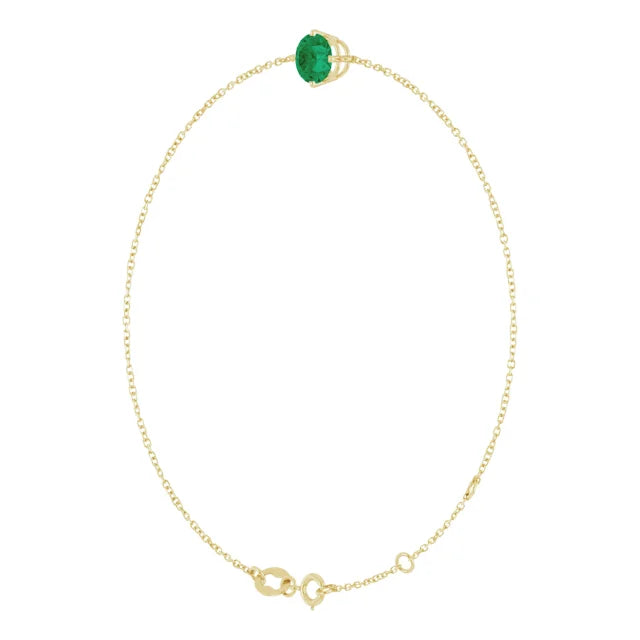 14K Yellow 6 mm Lab-Grown Emerald 6 1/2-7 1/2" Bracelet
