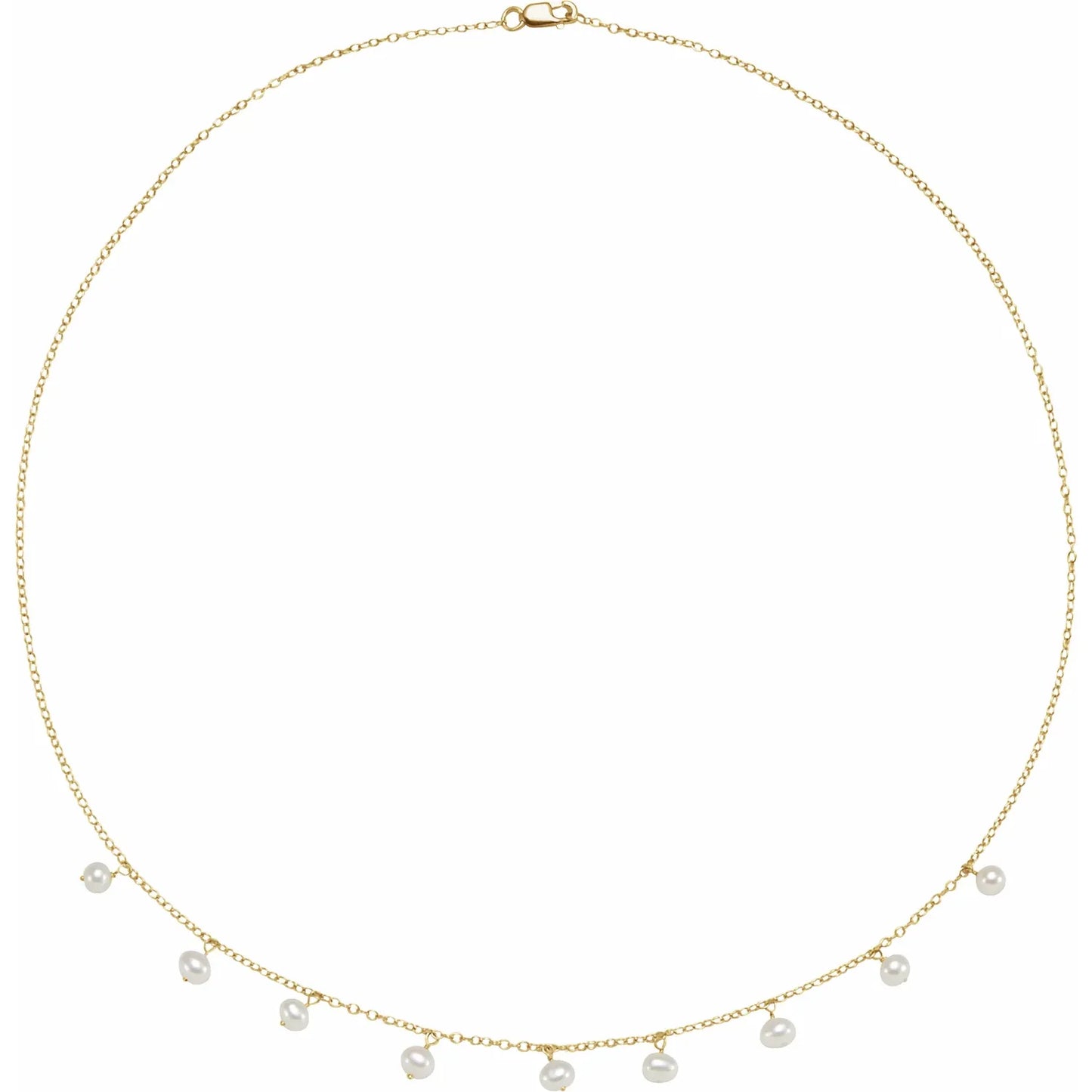 14K Yellow Cultured White Freshwater Pearl 18" Necklace