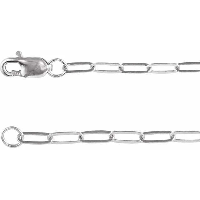 14K White 2.1 mm Paperclip-Style 18" Chain