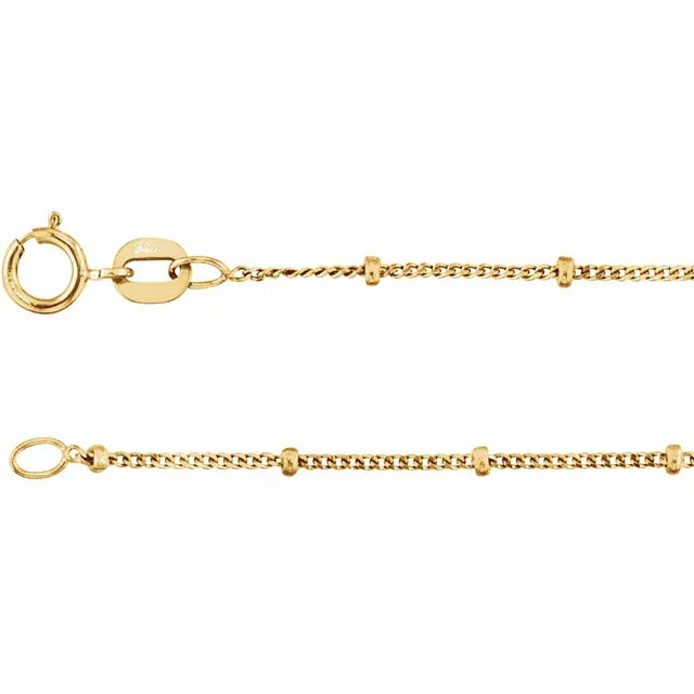 14K Rose 1 mm Beaded Curb 18" Chain