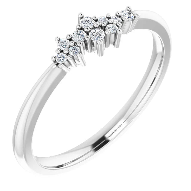 14K White .08 CTW Natural Diamond Stackable Cluster Ring