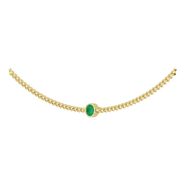 14K Yellow Lab-Grown Emerald 16" Necklace