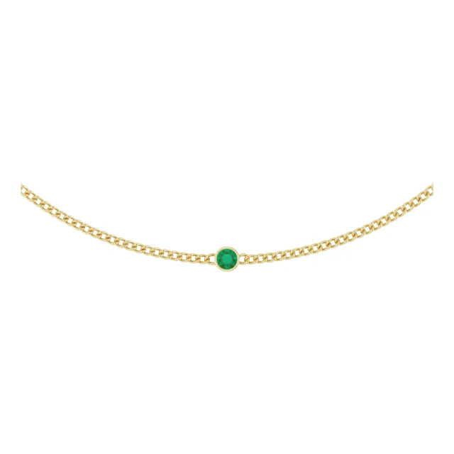 14K Yellow Lab-Grown Emerald 16" Necklace