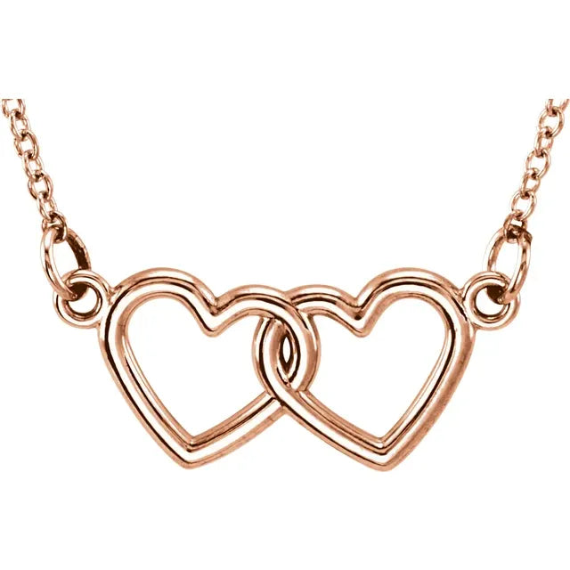 14K Tiny Posh® Double Heart 16-18" Necklace