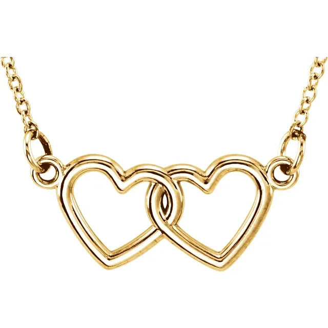 14K Tiny Posh® Double Heart 16-18" Necklace
