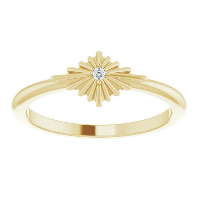 14K Yellow .015 CT Natural Diamond Starburst Ring