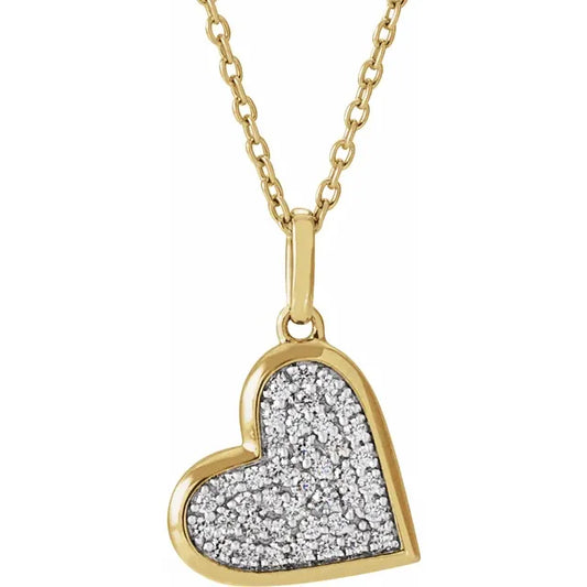 14K Yellow 1/4 CTW Natural Diamond Heart 18" Necklace