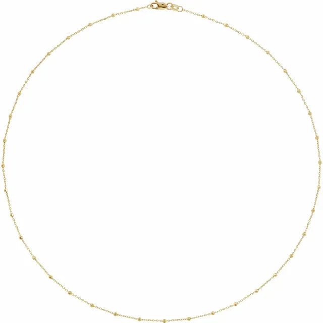 14K Yellow .85 mm Faceted Beaded Cable 18" Chain