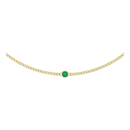 14K Yellow Lab-Grown Emerald 16" Necklace