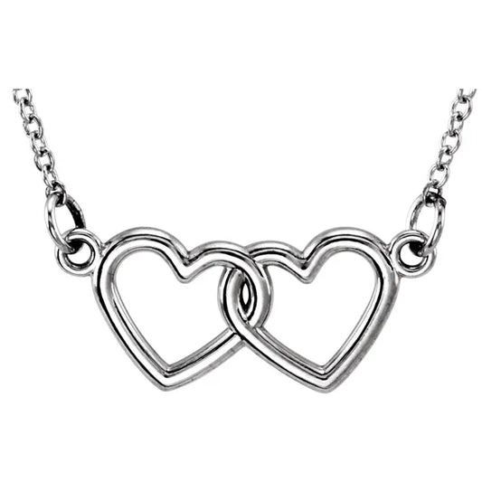 14K Tiny Posh® Double Heart 16-18" Necklace